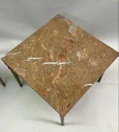 Maison Jansen Pair French Modern Neoclassical Painted Wood Marble Side Tables Maison Jansen - 4105514