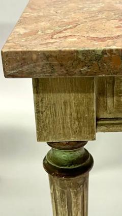 Maison Jansen Pair French Modern Neoclassical Painted Wood Marble Side Tables Maison Jansen - 4105537