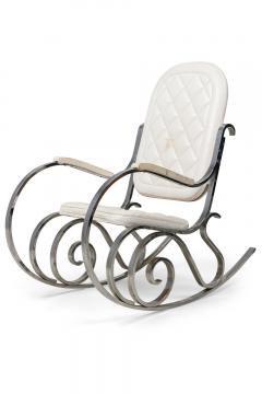 Maison Jansen Pair French Modern Polished Nickel Rocking Chair Maison Jansen - 4275054