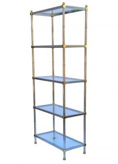 Maison Jansen Pair Hollywood Regency Italian Brass Chrome Shelves or Etageres Maison Jansen - 4003437