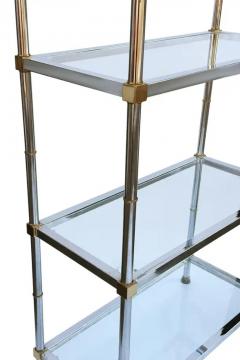 Maison Jansen Pair Hollywood Regency Italian Brass Chrome Shelves or Etageres Maison Jansen - 4003439