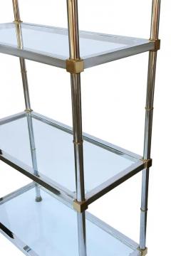 Maison Jansen Pair Hollywood Regency Italian Brass Chrome Shelves or Etageres Maison Jansen - 4003440