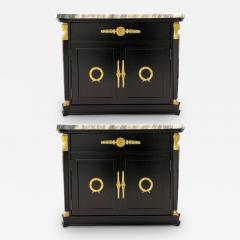 Maison Jansen Pair Hollywood Regency Marble Top Nightstands or End Tables - 2490484