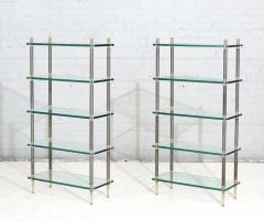 Maison Jansen Pair Maison Jansen Brass Steel and Glass Etagere France 1960 - 2985182