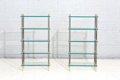 Maison Jansen Pair Maison Jansen Brass Steel and Glass Etagere France 1960 - 2985183