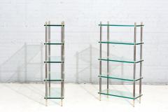 Maison Jansen Pair Maison Jansen Brass Steel and Glass Etagere France 1960 - 2985186