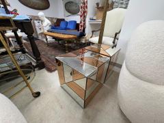Maison Jansen Pair Of French Modern Mirrored Cube Tables - 4302541
