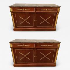 Maison Jansen Pair Of Maison Jansen Russian Neoclassical Style Cabinets or Commodes Marble Top - 2956977
