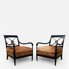 Maison Jansen Pair of 1940s Ebonised Lounge Chairs by Maison Jansen - 3940114