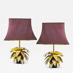 Maison Jansen Pair of Agave lamps by C Techoueyres Ed Maison Jansen France circa 1970 - 3962490