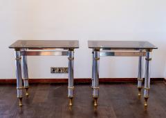 Maison Jansen Pair of Aluminium and Brass Console Tables 1970s - 3092923