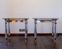 Maison Jansen Pair of Aluminium and Brass Console Tables 1970s - 3092925