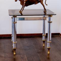Maison Jansen Pair of Aluminium and Brass Console Tables 1970s - 3092926