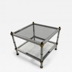 Maison Jansen Pair of American Mid Century Chrome and Brass End Tables - 4298145