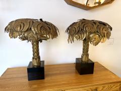 Maison Jansen Pair of Brass Palm Tree Lamps by Maison Jansen France 1970s - 3090386