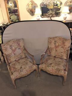 Maison Jansen Pair of Distressed Finely Carved Louis XV Style Fauteuils Manner Jansen - 3007814