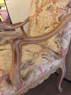 Maison Jansen Pair of Distressed Finely Carved Louis XV Style Fauteuils Manner Jansen - 3007815