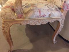 Maison Jansen Pair of Distressed Finely Carved Louis XV Style Fauteuils Manner Jansen - 3007817