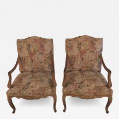 Maison Jansen Pair of Distressed Finely Carved Louis XV Style Fauteuils Manner Jansen - 3019182