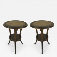 Maison Jansen Pair of French 1940s Ebonized Round End Tables - 464938
