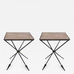 Maison Jansen Pair of French 1940s Style Modern Neoclassical Gueridons Side Tables - 1802989