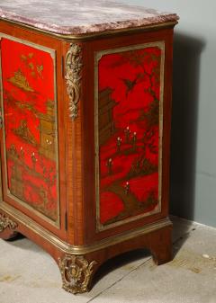 Maison Jansen Pair of French Louis XVI Style Red Chinoiserie Cabinets Attrb Maison Jansen - 3746580