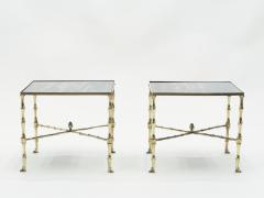 Maison Jansen Pair of French Maison Jansen brass mirrored end tables 1960s - 1545338