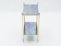 Maison Jansen Pair of French Maison Jansen brass mirrored two tier end tables 1960s - 1327315