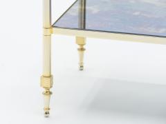 Maison Jansen Pair of French Maison Jansen brass mirrored two tier end tables 1960s - 1327318