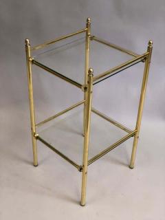 Maison Jansen Pair of French Modern Neoclassical Double Level Brass Side Tables Maison Jansen - 1759307
