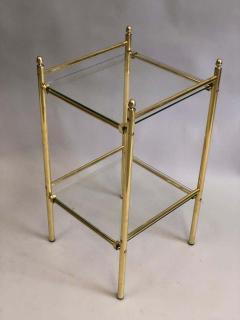 Maison Jansen Pair of French Modern Neoclassical Double Level Brass Side Tables Maison Jansen - 1759307