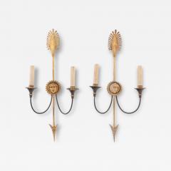 Maison Jansen Pair of French Neoclassical Arrow Sconces in the manner of Jansen C 1940  - 4602310
