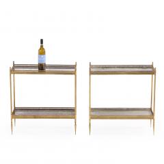 Maison Jansen Pair of French Neoclassical Brass Glass Tables possibly Maison Jansen C 1945  - 4385287