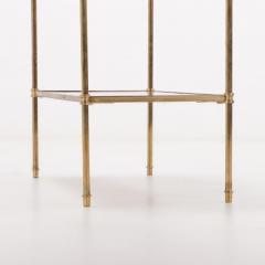 Maison Jansen Pair of French brass and walnut two tier tables circa 1960  - 3512555
