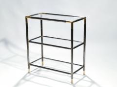 Maison Jansen Pair of French gunmetal and brass three tiered shelves 1970s - 990785
