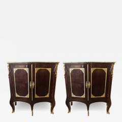 Maison Jansen Pair of Jansen Style Double Door Marble Top Bedside Cabinets or End Tables - 3018441