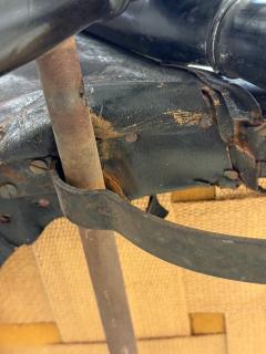 Maison Jansen Pair of Leather and Ebonized Pear Wood Folding Chairs by Maison Jansen - 4395156