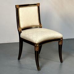 Maison Jansen Pair of Louis XVI Maison Jansen Style Dining Side Chairs Ebony and Giltwood - 3341907