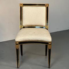 Maison Jansen Pair of Louis XVI Maison Jansen Style Dining Side Chairs Ebony and Giltwood - 3341908