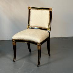 Maison Jansen Pair of Louis XVI Maison Jansen Style Dining Side Chairs Ebony and Giltwood - 3341909