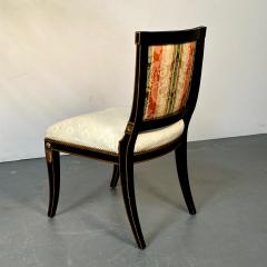 Maison Jansen Pair of Louis XVI Maison Jansen Style Dining Side Chairs Ebony and Giltwood - 3341910