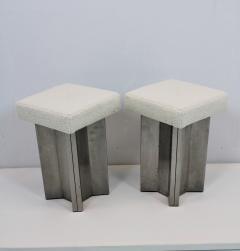 Maison Jansen Pair of Maison Jansen Stainless Steel Stools France 1970s - 1458812