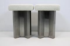 Maison Jansen Pair of Maison Jansen Stainless Steel Stools France 1970s - 1458817