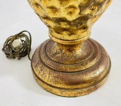 Maison Jansen Pair of Maison Jansen Style Gilt Metal Lamps with Cattail Motif France 1950s - 4202548