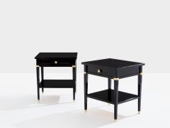 Maison Jansen Pair of Maison Jansen black lacquer and brass nightstands 1960s - 4086917