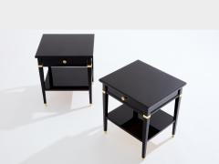 Maison Jansen Pair of Maison Jansen black lacquer and brass nightstands 1960s - 4086918