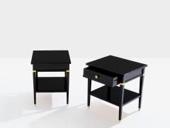 Maison Jansen Pair of Maison Jansen black lacquer and brass nightstands 1960s - 4086919