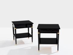 Maison Jansen Pair of Maison Jansen black lacquer and brass nightstands 1960s - 4086920