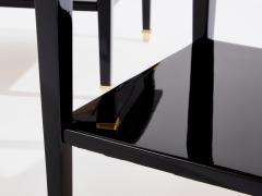 Maison Jansen Pair of Maison Jansen black lacquer and brass nightstands 1960s - 4086925