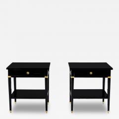 Maison Jansen Pair of Maison Jansen black lacquer and brass nightstands 1960s - 4097584
